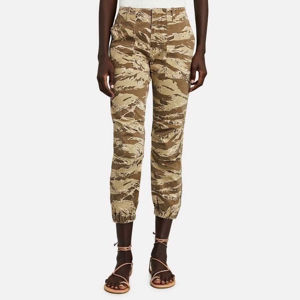 NILI Lotan Cropped French Military Pants Brown and Tan Size 8